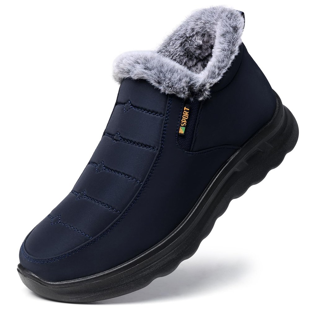 TEMOFON Womens Winter Snow Boots Warm Fur Lined Booties Waterproof Outdoor Shoes Comfortable Slip On Ankle Boot Darkblue Size 5