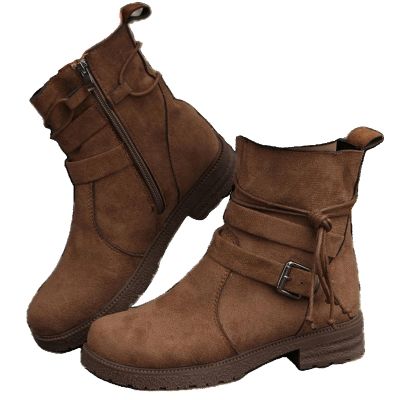 Ladmiple Cowgirl Boots Women Square Toe White Womens Combat Boots Side Zipper Mid Calf Low Heel Motorcycle Riding Military Biker Boots Winter Western Dress Ankle Booties 2023