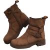 Ladmiple Cowgirl Boots Women Square Toe White Womens Combat Boots Side Zipper Mid Calf Low Heel Motorcycle Riding Military Biker Boots Winter Western Dress Ankle Booties 2023 view 1