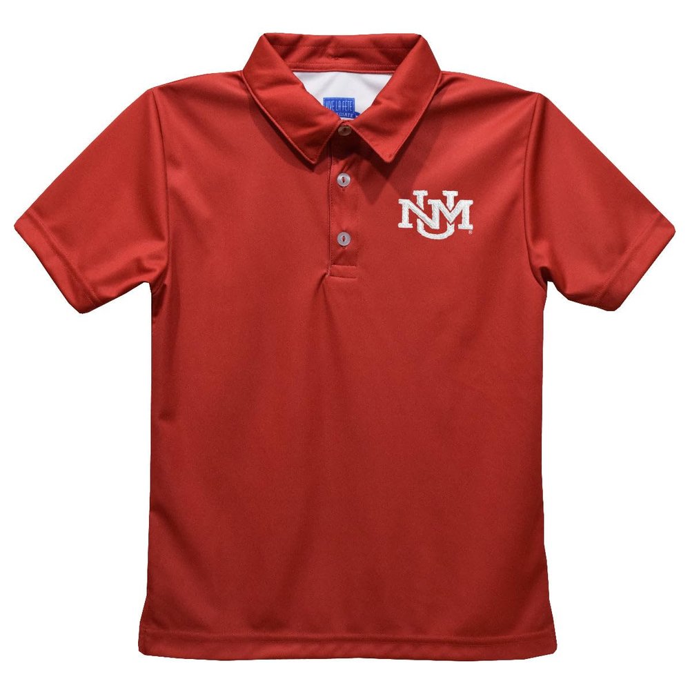 The University of New Mexico Polo Shirts for Boys 100% Polyester - Embroidered Red Short Sleeve Polo Boys Shirt