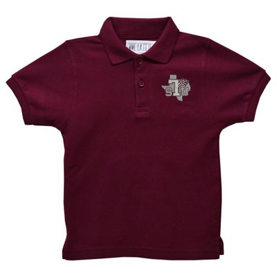 Vive La Fete Texas Southern University Polo Shirts for Boys 100% Polyester - Embroidered Maroon Short Sleeve Polo Boys Shirt