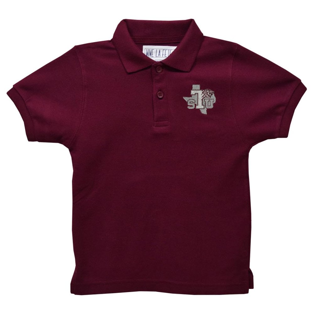 Vive La Fete Texas Southern University Polo Shirts for Boys 100% Polyester - Embroidered Maroon Short Sleeve Polo Boys Shirt