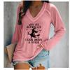 Why Yes Actually I Can Drive A Stick Shirt Why Yes Actually I Can Drive A Stick Long Sleeve V Neck Halloween Sweatshirts for Women Funny Graphic Pullover Pink view 2