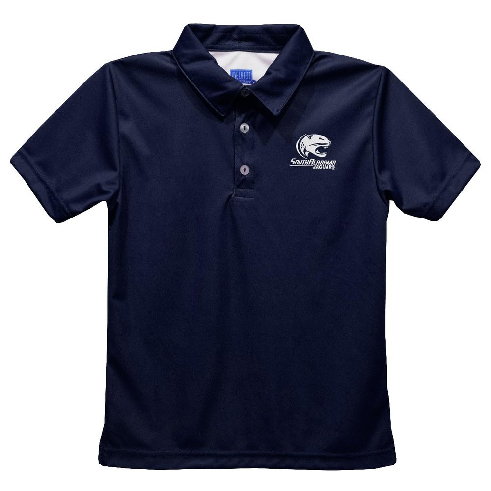 Vive La Fete University of South Alabama Polo Shirts for Boys 100% Polyester - Embroidered Navy Short Sleeve Polo Boys Shirt