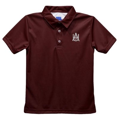 Vive La Fete Alabama A&M University Polo Shirts for Boys 100% Polyester - Embroidered Maroon Short Sleeve Polo Boys Shirt