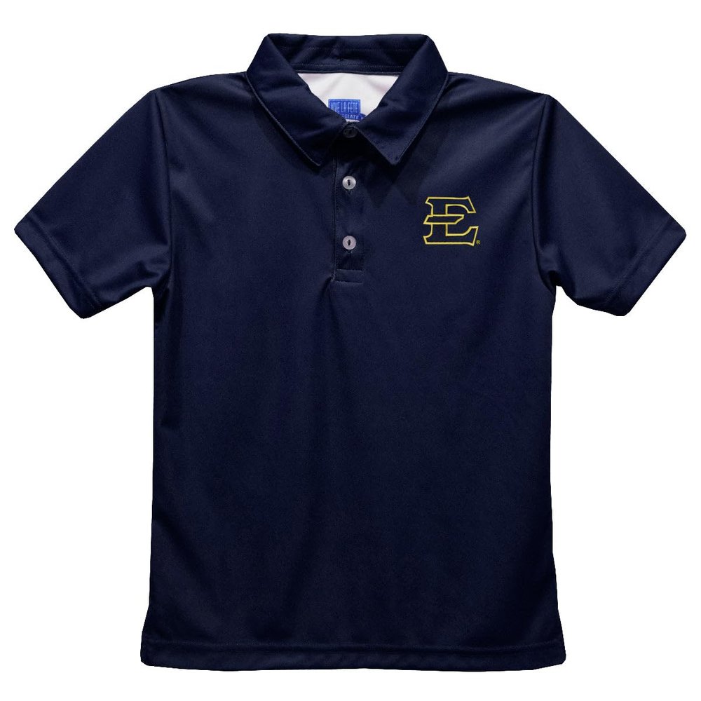 Vive La Fete East Tennessee State University Polo Shirts for Boys 100% Polyester - Embroidered Navy Short Sleeve Polo Boys Shirt