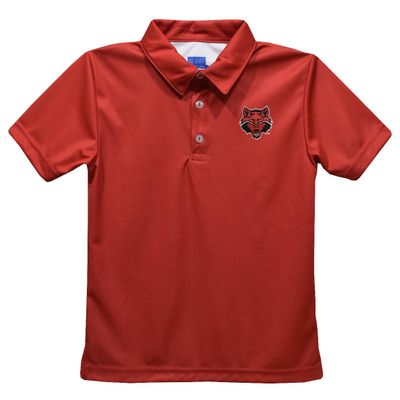 Arkansas State University Polo Shirts for Boys 100% Polyester - Embroidered Red Short Sleeve Polo Boys Shirt