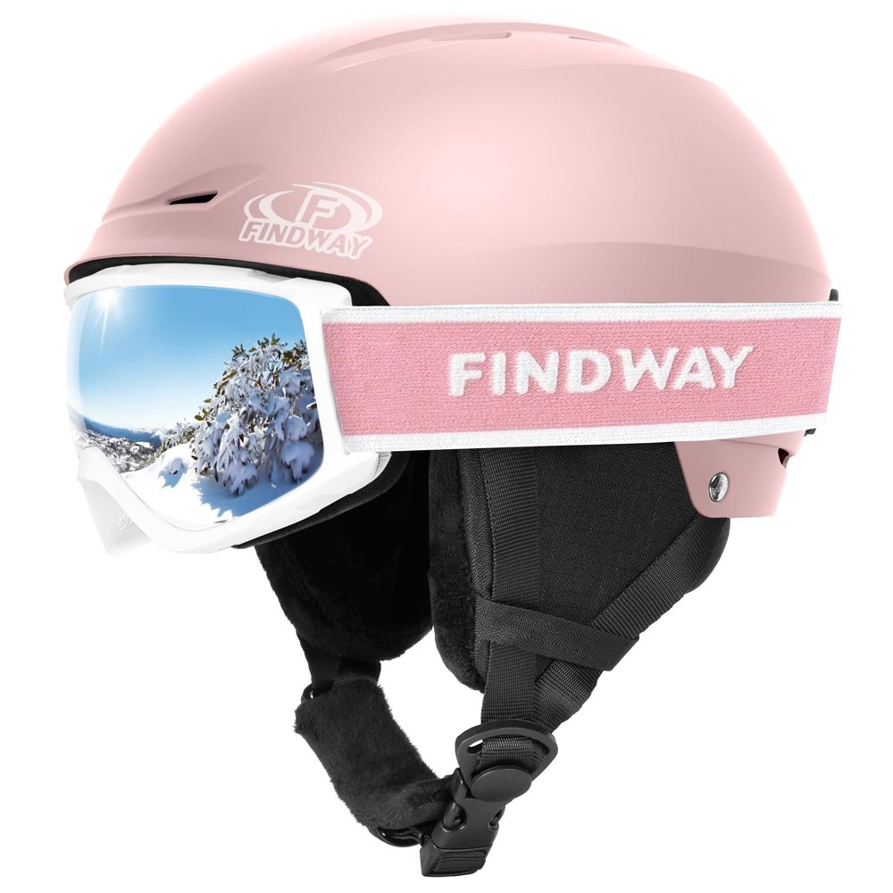 Findway Ski Helmet Set, Snowboard Helmet with Goggles for Adults [Shockproof] Safety Durable ABS Shell and Protective EPS Foam Inner Shell, Snow Sports Helmet and Glasses for Men Women Youth