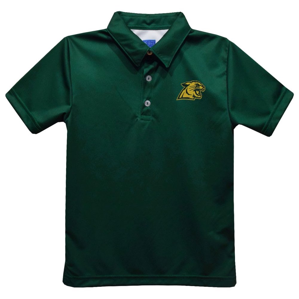 Vive La Fete Northern Michigan University Polo Shirts for Boys 100% Polyester - Embroidered Green Short Sleeve Polo Boys Shirt