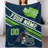 Personalized Football Throw Blanket -Add Name and Number -Gifts for Fans -Decorative for Bedroom Living Room,50" x 40",60" x 50",80" x 60" view 1