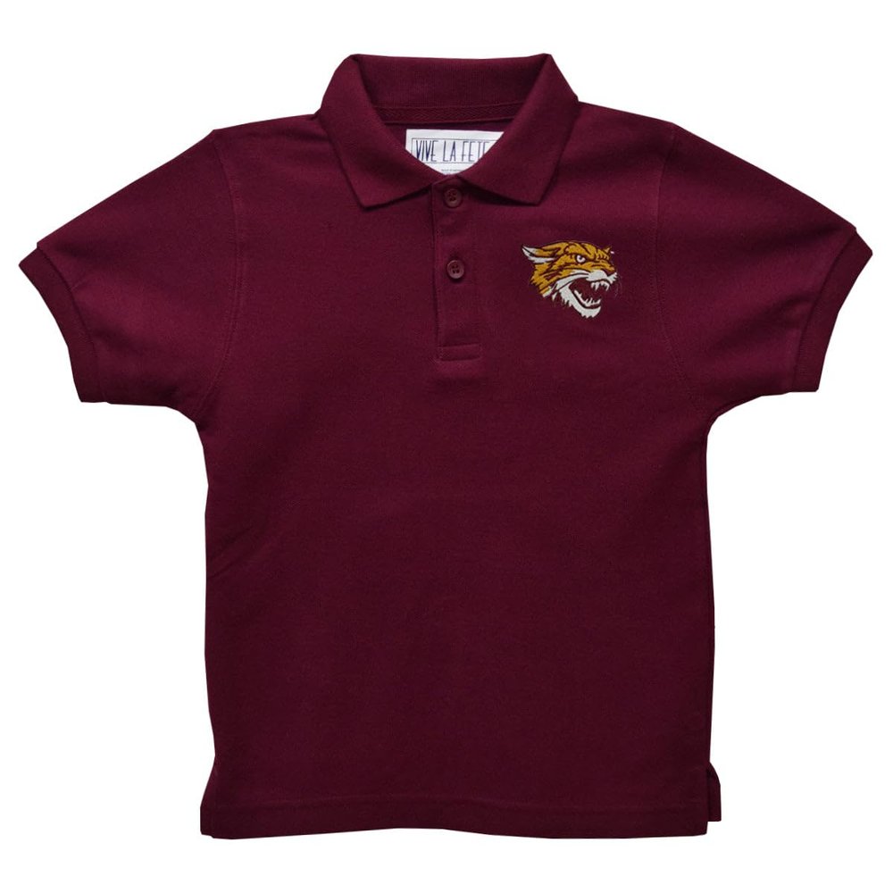 Vive La Fete Bethune-Cookman University Polo Shirts for Boys 100% Polyester - Embroidered Maroon Short Sleeve Polo Boys Shirt