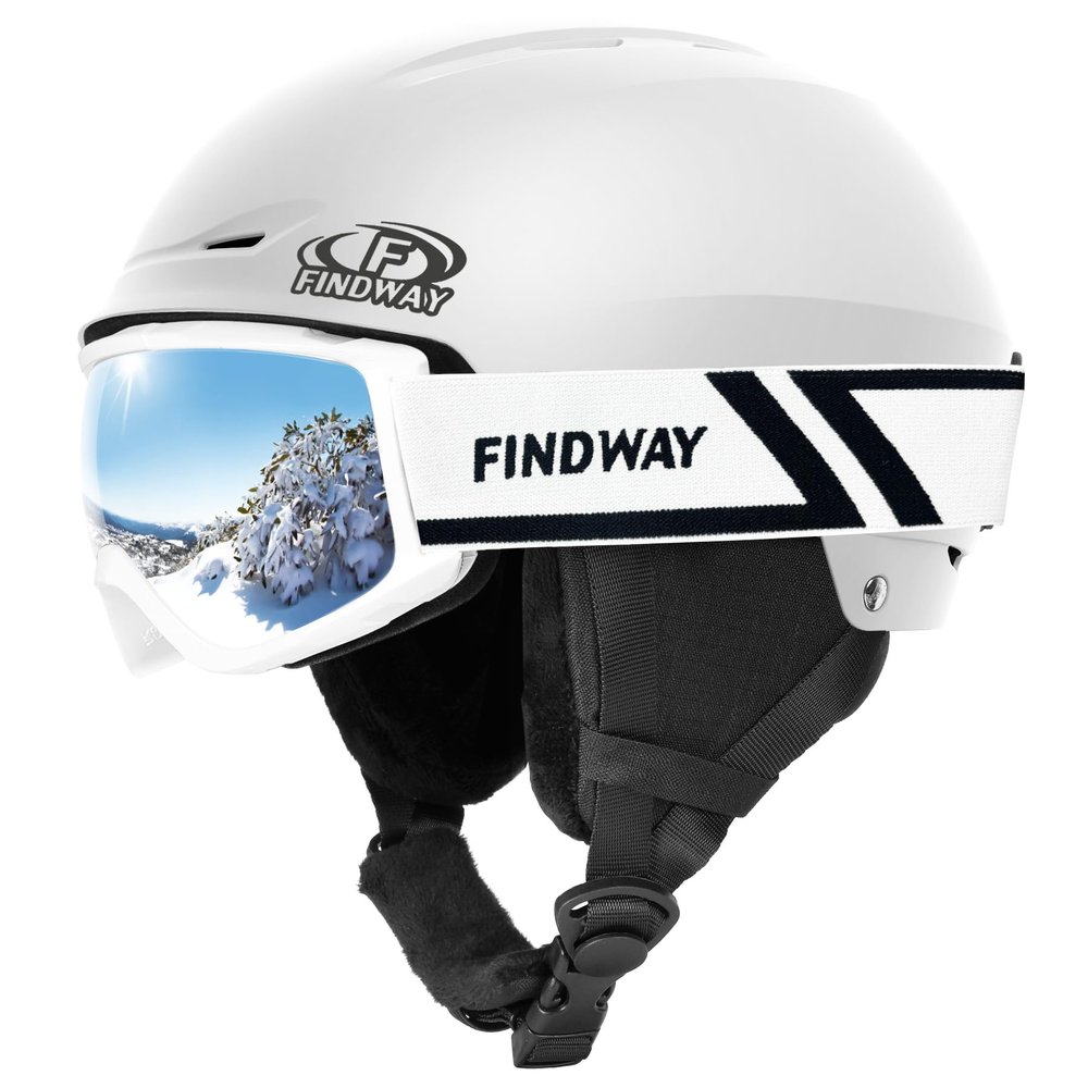 Findway Ski Helmet Set, Snowboard Helmet with Goggles for Adults [Shockproof] Safety Durable ABS Shell and Protective EPS Foam Inner Shell, Snow Sports Helmet and Glasses for Men Women Youth