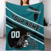 Custom Football Flannel Throw Blanket - Personalized Name Number - Gifts for Men Women Youth Fans - Ships Next Day, Made in USA view 1