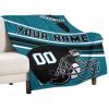 Custom Football Flannel Throw Blanket - Personalized Name Number - Gifts for Men Women Youth Fans - Ships Next Day, Made in USA view 2