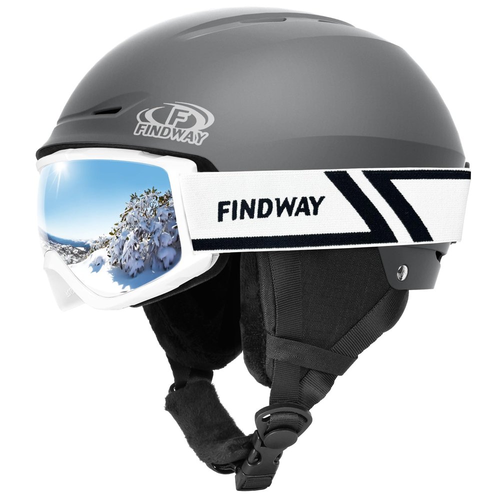 Findway Ski Helmet Set, Snowboard Helmet with Goggles for Adults [Shockproof] Safety Durable ABS Shell and Protective EPS Foam Inner Shell, Snow Sports Helmet and Glasses for Men Women Youth