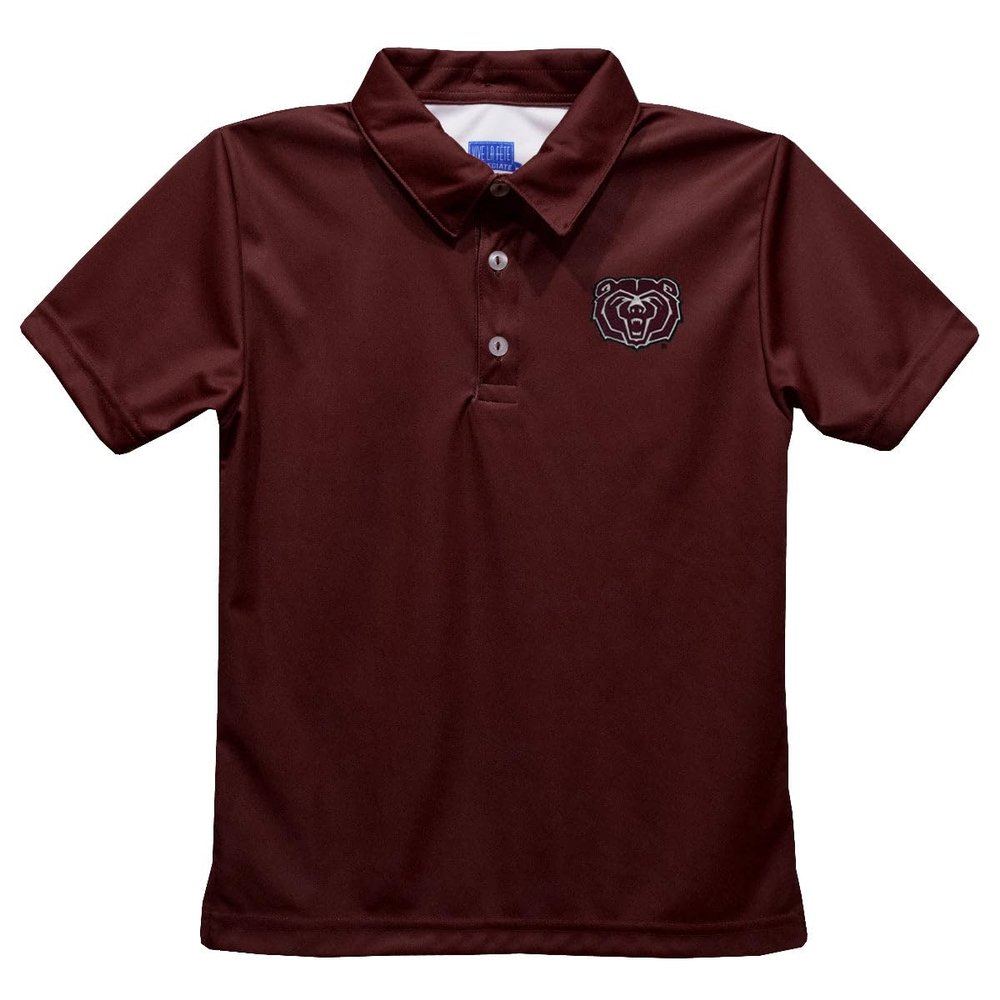 Vive La Fete Missouri State University Polo Shirts for Boys 100% Polyester - Embroidered Maroon Short Sleeve Polo Boys Shirt