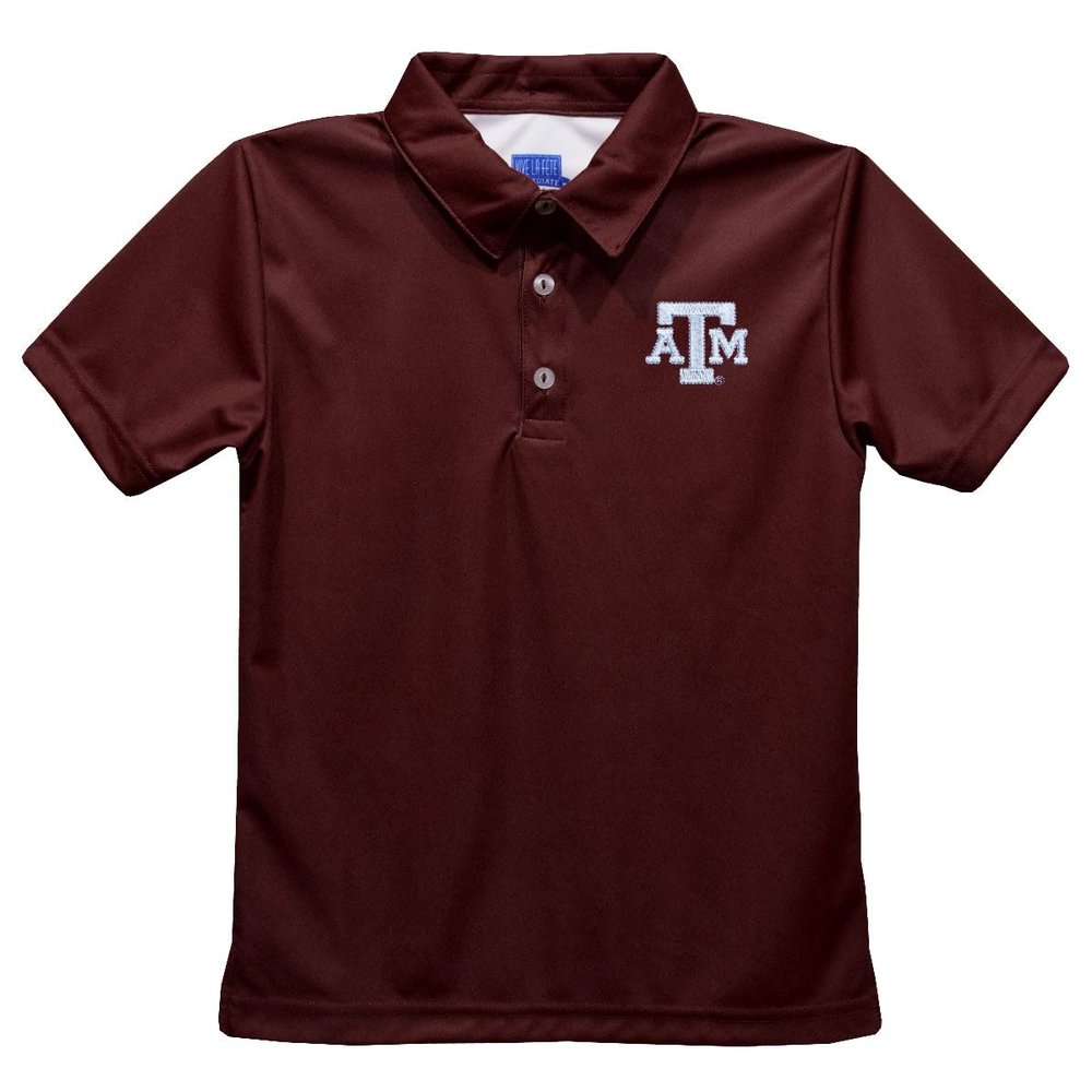 Vive La Fete Texas Am Aggies Polo Shirts for Boys 100% Polyester - Embroidered Maroon Short Sleeve Polo Boys Shirt