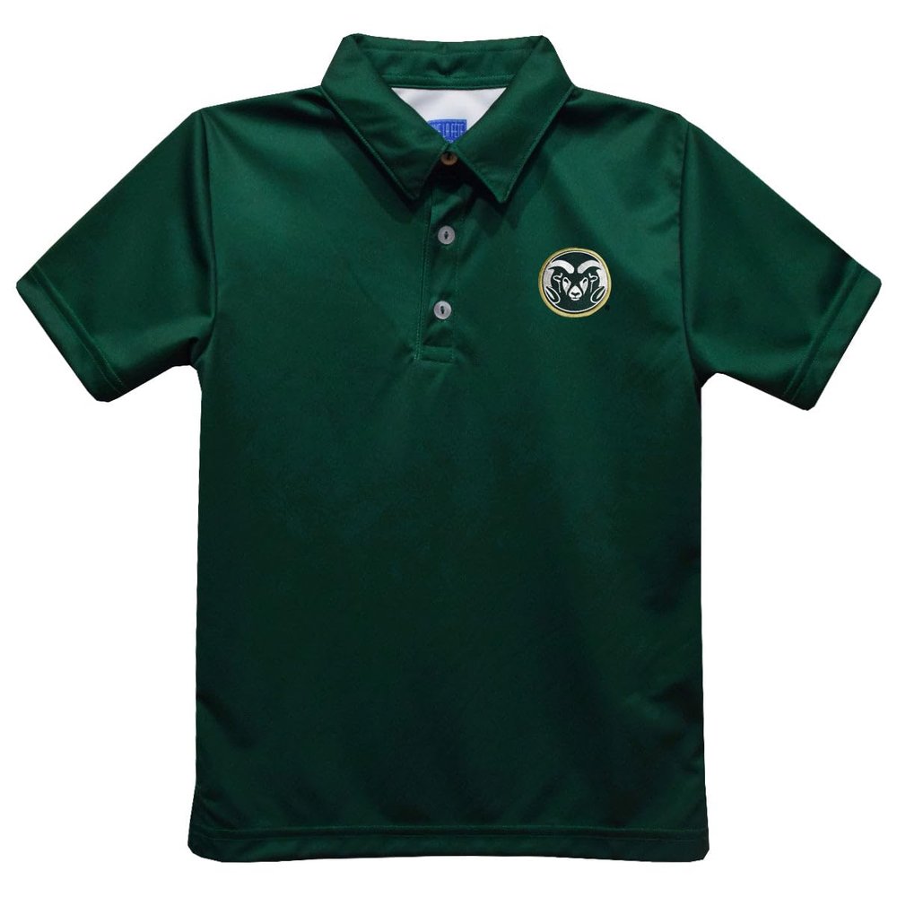 Vive La Fete Colorado State University Polo Shirts for Boys 100% Polyester - Embroidered Green Short Sleeve Polo Boys Shirt