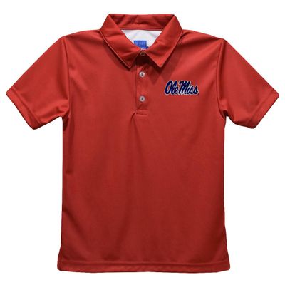 Ole Miss Rebels Polo Shirts for Boys 100% Polyester - Embroidered Red Short Sleeve Polo Boys Shirt