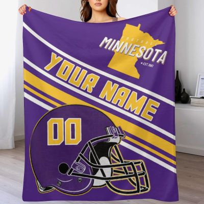 Custom Football Flannel Throw Blanket -Personalized Name Number Gifts for Men Women Youth Fans - Ships Next Day, Made in USA