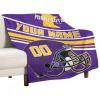 Custom Football Flannel Throw Blanket -Personalized Name Number Gifts for Men Women Youth Fans - Ships Next Day, Made in USA view 2