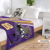 Custom Football Flannel Throw Blanket -Personalized Name Number Gifts for Men Women Youth Fans - Ships Next Day, Made in USA view 3