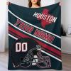 Personalized Football Throw Blanket -Add Name and Number -Gifts for Fans -Decorative for Bedroom Living Room,50" x 40",60" x 50",80" x 60" view 1