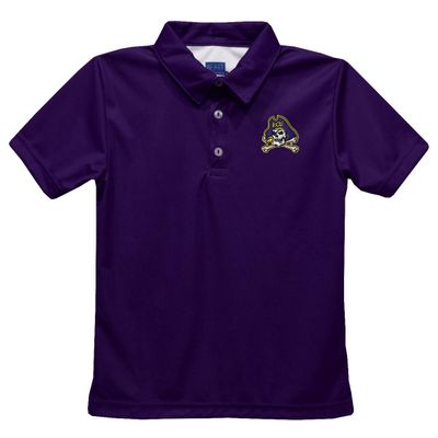 East Carolina Pirates Polo Shirts for Boys 100% Polyester - Embroidered Purple Short Sleeve Polo Boys Shirt