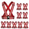 YUNLOVXEE Reflective Strap Safety Vest Gear - 2-10 Pack Adjustable High Visible Reflective Running Gear for Women Men Night (Red x10) view 1