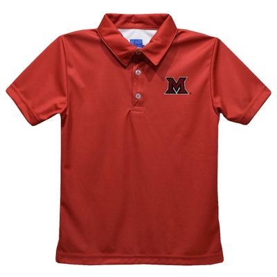 Miami University Polo Shirts for Boys 100% Polyester - Embroidered Red Short Sleeve Polo Boys Shirt