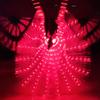 Refeng Led Luminous Butterfly Dancing Wings Five Color Dancing Luminous Props Fluorescent Belly Dance Cloak Female Angel Wings with Telescopic Stick Adult Christmas Halloween Party(Red) view 1