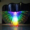 Refeng Led Luminous Butterfly Dancing Wings Five Color Dancing Luminous Props Fluorescent Belly Dance Cloak Female Angel Wings with Telescopic Stick Adult Christmas Halloween Party(Red) view 3