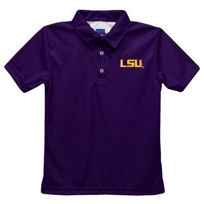 LSU Polo Shirts for Boys 100% Polyester - Embroidered Purple Short Sleeve Polo Boys Shirt