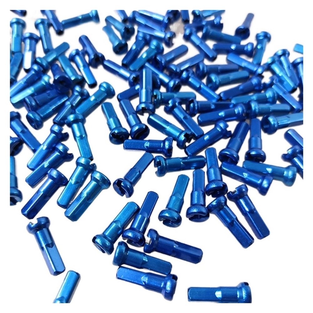 NORAZE Alloy Spoke Nipples 14G Aluminum Nipple 12/14/16mm Length for Road Or MTB Bike Wheels 100pcs (Size : Blue 14mm)