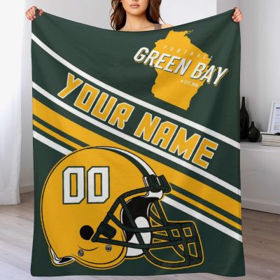 Personalized Football Throw Blanket -Add Name and Number -Gifts for Fans -Decorative for Bedroom Living Room,50" x 40",60" x 50",80" x 60"