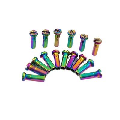 NORAZE Bicycle Nipples Rainbow Brass Round Head 14G 2.0 14mm Spoke for Mountain MTB Road Bike Parts (Color : Rainbow, Size : 60PCS_14MM)