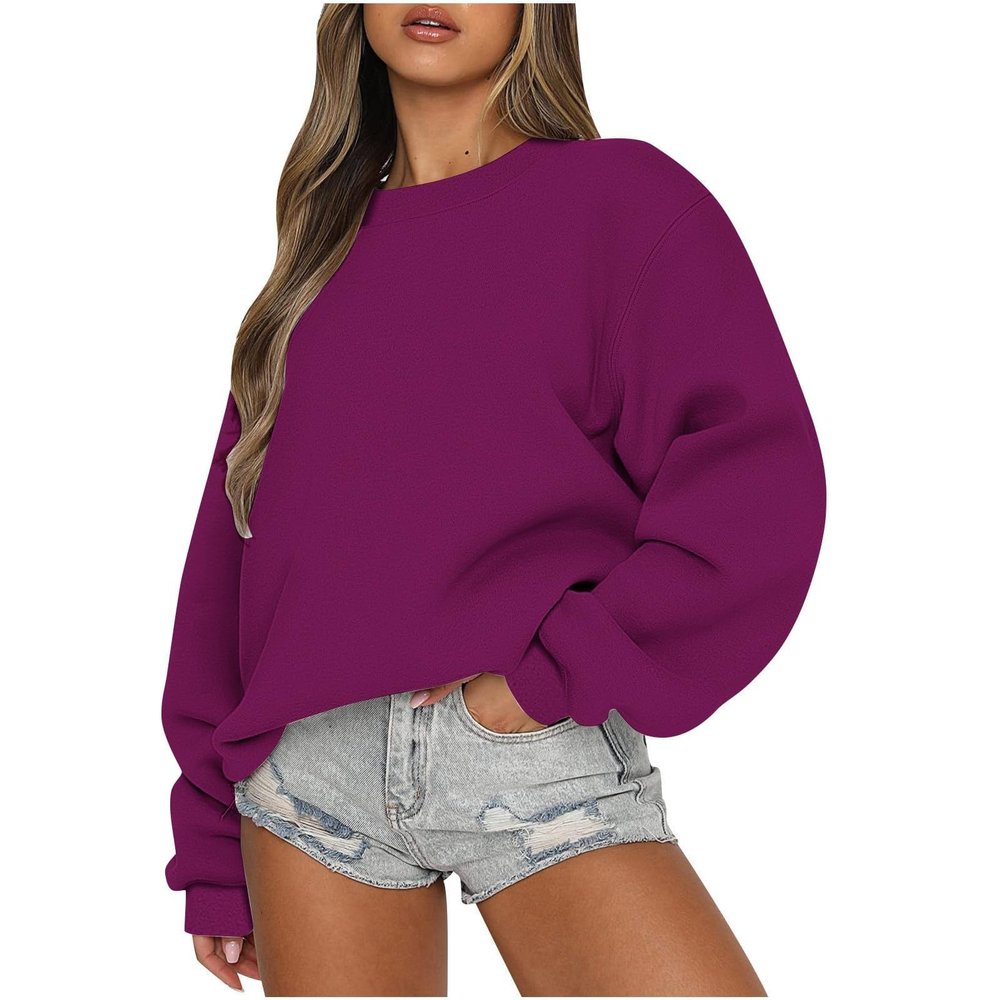 Midelxp Sweatshirts for Women Loose Fit Y2k Crewneck Soft Fleece Plus Size Hoodie Casual Long Sleeve Pullover Tops for Teen Girls