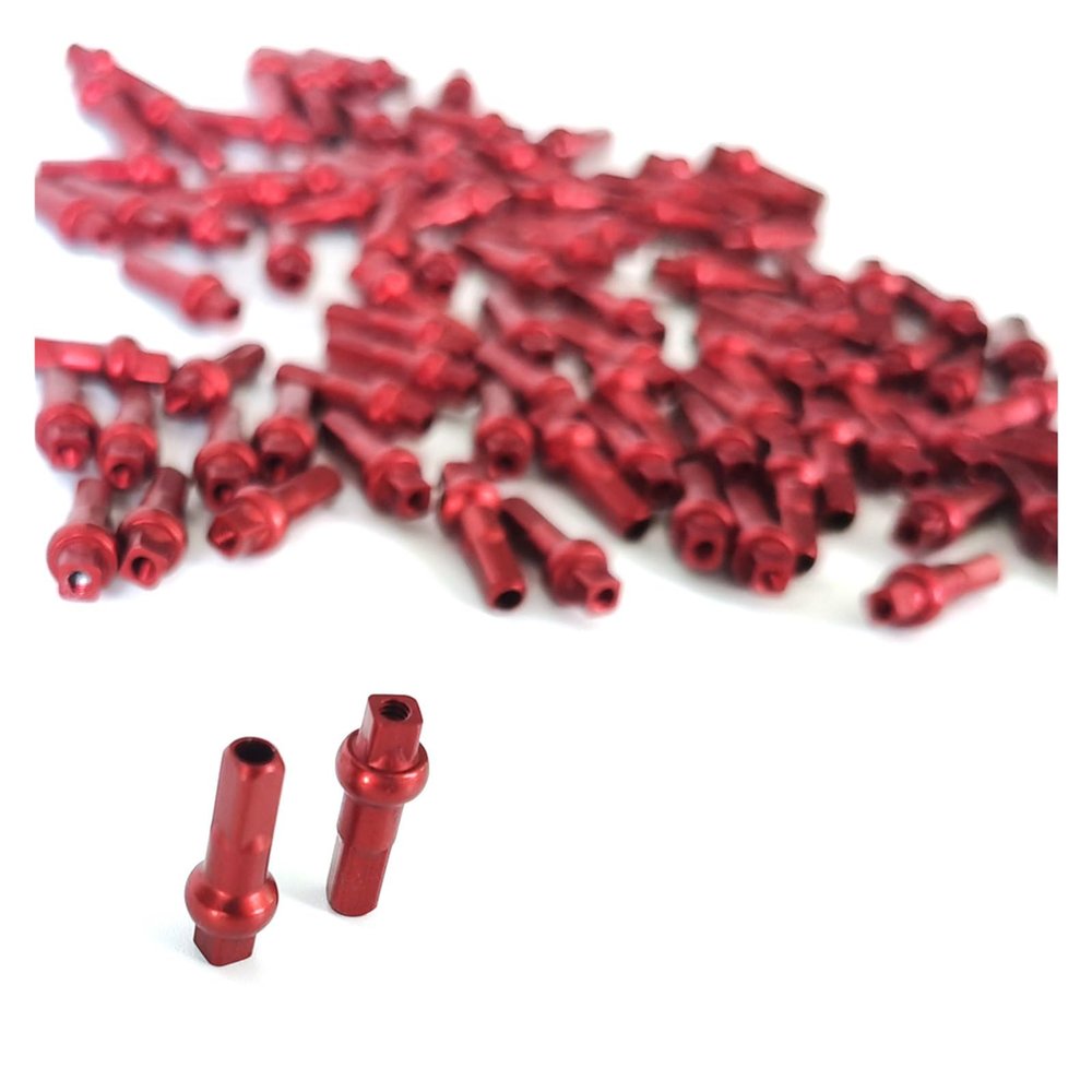 NORAZE Aluminum Alloy Bike Nipples 14.4mm 16mm 18mm 14G 2.0 Spokes 3.2mm Double Square Head Black Red Bicycle Parts (Color : Red, Size : 100PCS_18MM)