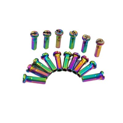 NORAZE Bicycle Nipples Rainbow Brass Round Head 14G 2.0 14mm Spoke for Mountain MTB Road Bike Parts (Color : Rainbow, Size : 80PCS_14MM)