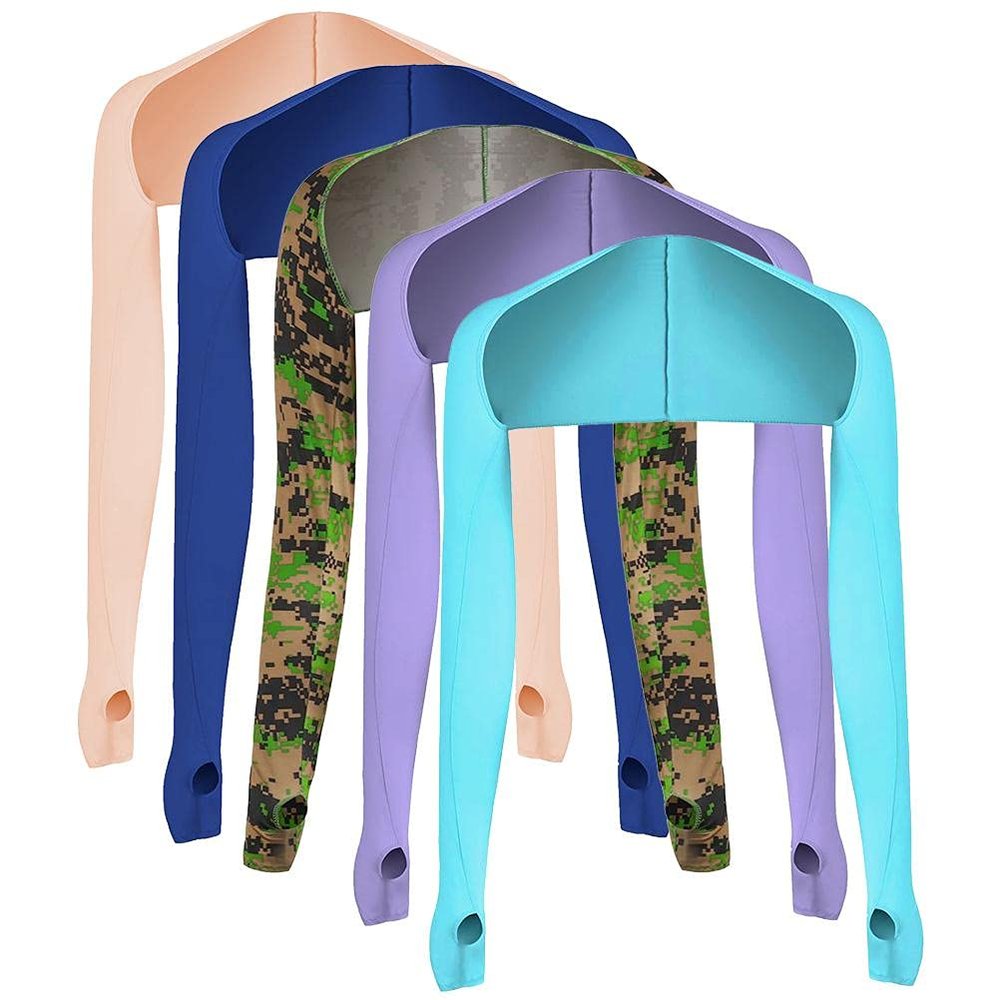 Cooling Sleeves, Cooling Shawl Arm Sleeves with Finger Hole Women, Anti Sun Cooling Shawl, Arm Sleeve Sun Protection, Durable Lightweight Sleeves for Women( blue + treasure + camouflage green + color)