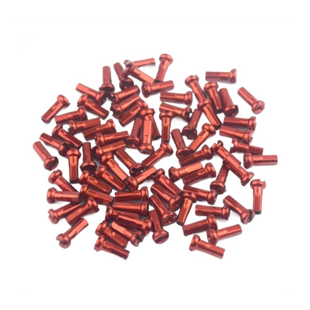 NORAZE 60Pcs MTB Bike Spoke 14mm Metal Cap Cycling Spokes Cap Bike Nipples (Color : Red, Size : 14mm)