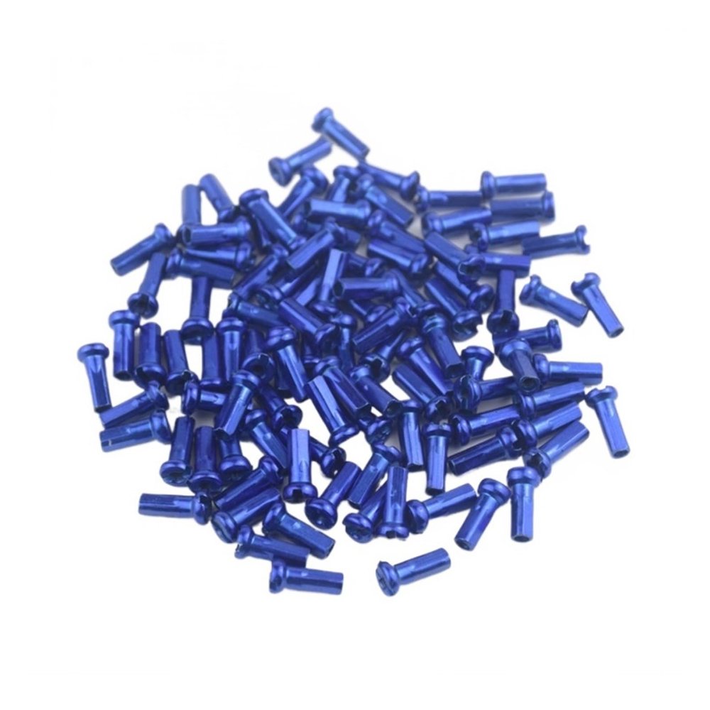 NORAZE 60Pcs MTB Bike Spoke 14mm Metal Cap Cycling Spokes Cap Bike Nipples (Color : Blue, Size : 14mm)