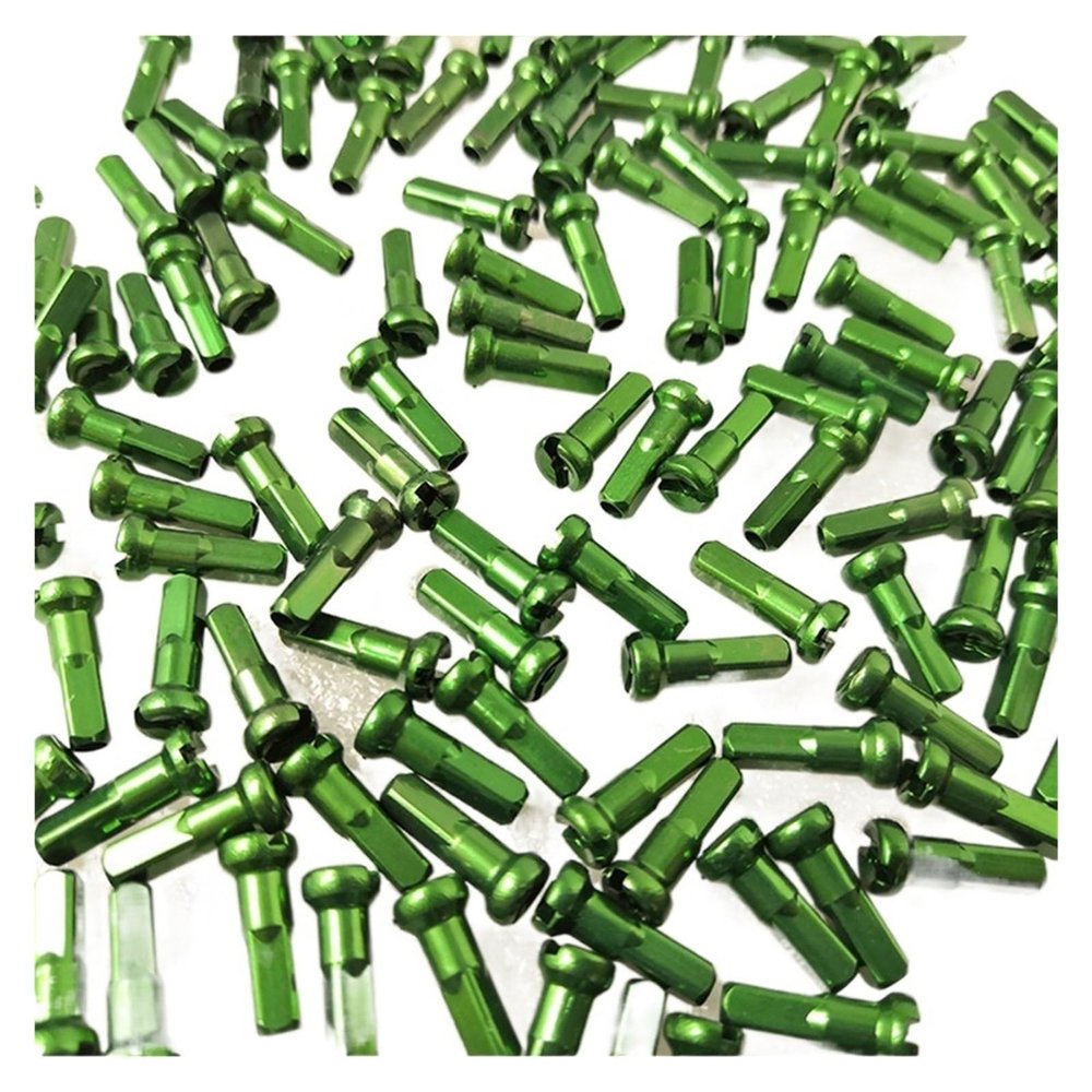 NORAZE Alloy Spoke Nipples 14G Aluminum Nipple 12/14/16mm Length for Road Or MTB Bike Wheels 100pcs (Size : Green 14mm)