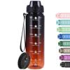 Alwager 32oz Motivational Water Bottles with Time Marker & Fruit Strainer, Transparent Gradient Color Water Bottle with Times to Drink, Leakproof & BPA Free, Reusable Bottle with Strap (No Straw) view 1