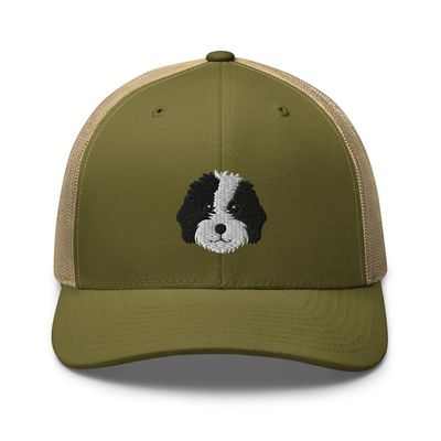 Bernedoodle Trucker hat, Embroidered Unisex hat, Bernedoodle Gifts, Black and White.
