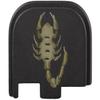 NDZ Performance Rear Slide Cover Plate for Glock 43 43X 48, Black Anodized Aluminum with FDE Laser Engraved Images - Scorpion view 1