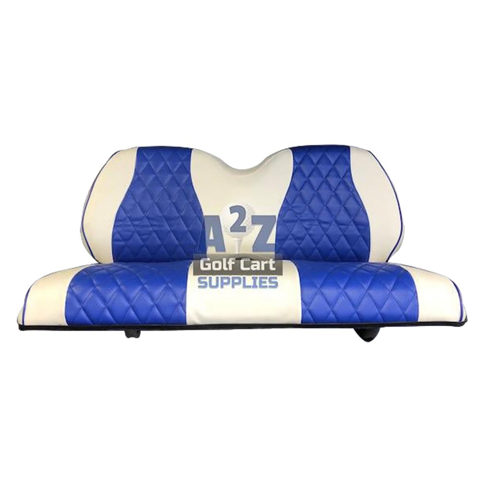 Golf Cart Seat Cover | Universal Fit for EZGO Club Car DS & More | Replacement Golf Car Precedent Accessories | Durable Waterproof Front Seat Cover with Diamond Stitching | A2Z - White/Royal