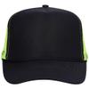Ashen Fane Polyester Foam Front 5 Panel High Crown Mesh Back Trucker Hat, Blk Blk N.YLW ver.2 view 2