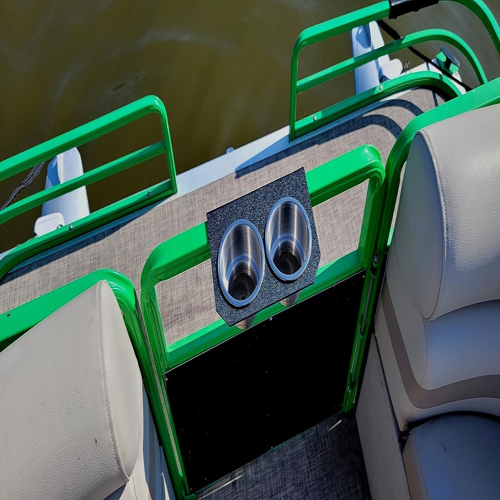 Pontoon Boat 1 1/4" Rail ABS Plastic Textured Drink Holder with 2 Jumbo Stainless Steel Cups