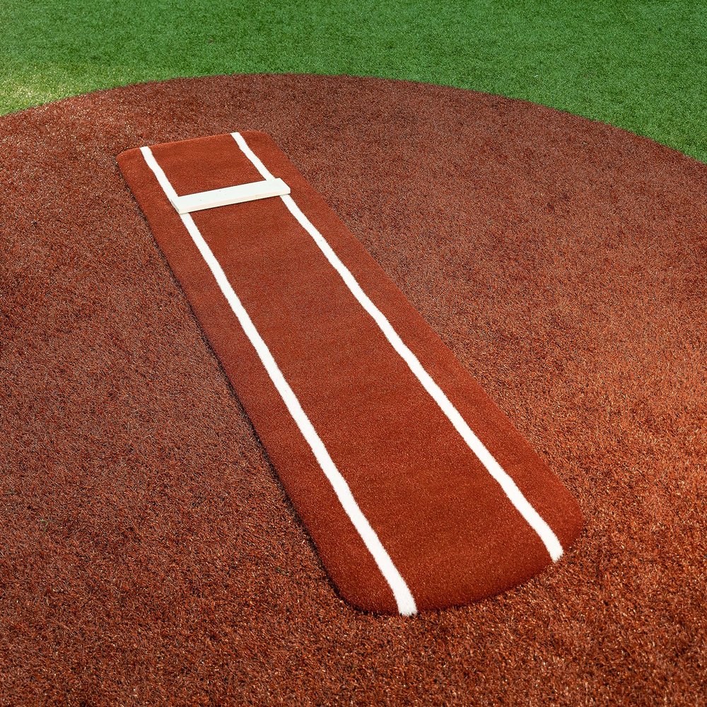 Portolite - Signature Practice Mat with Spikes - Never Slip - Softball Pitching Mats - Red